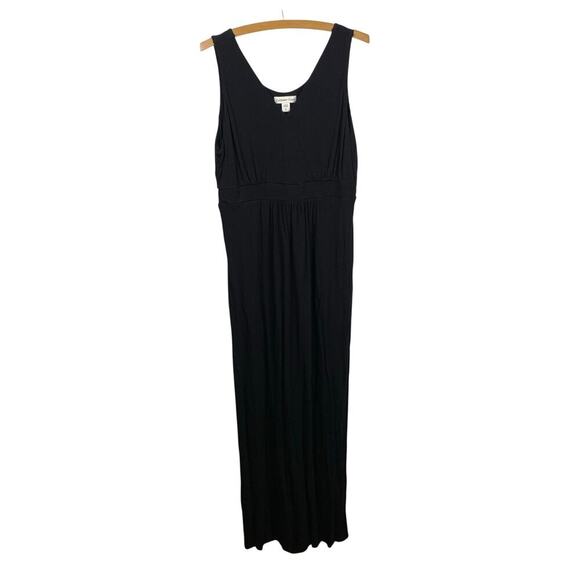 Coldwater Creek Black Stretch T-Shirt Knit Faux Wrap Maxi Tank Dress - Size L 14 - Picture 1 of 6